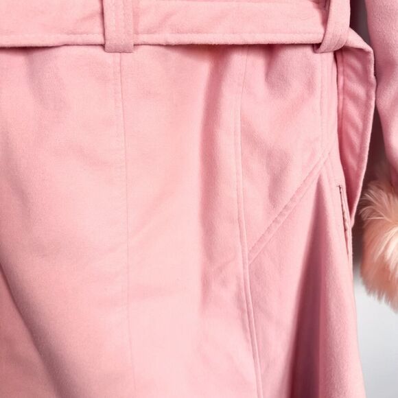 Feibisi Pink Wrap Faux Fur Trim Sleeve Coat size M - Picture 8 of 8